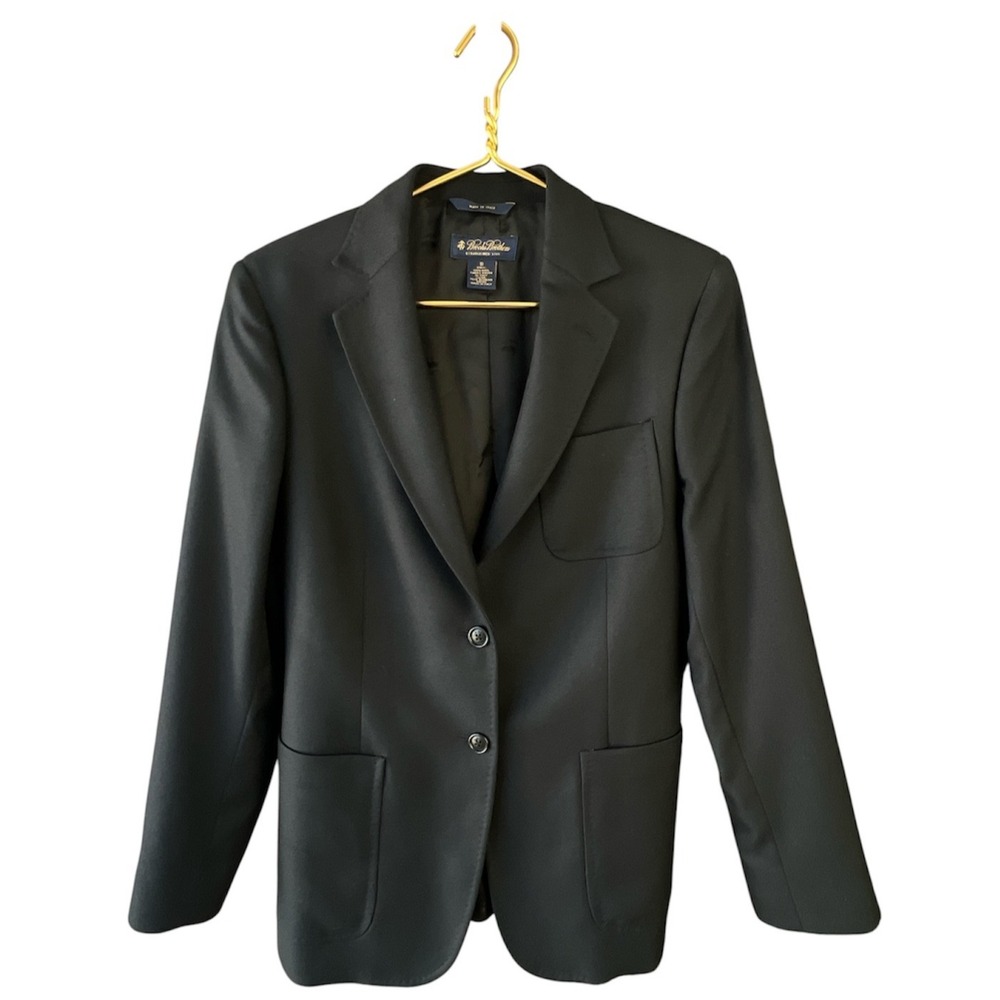 Brooks Brothers Wool Blazer Womens 10 Black Made in Italy Tailored Jacket